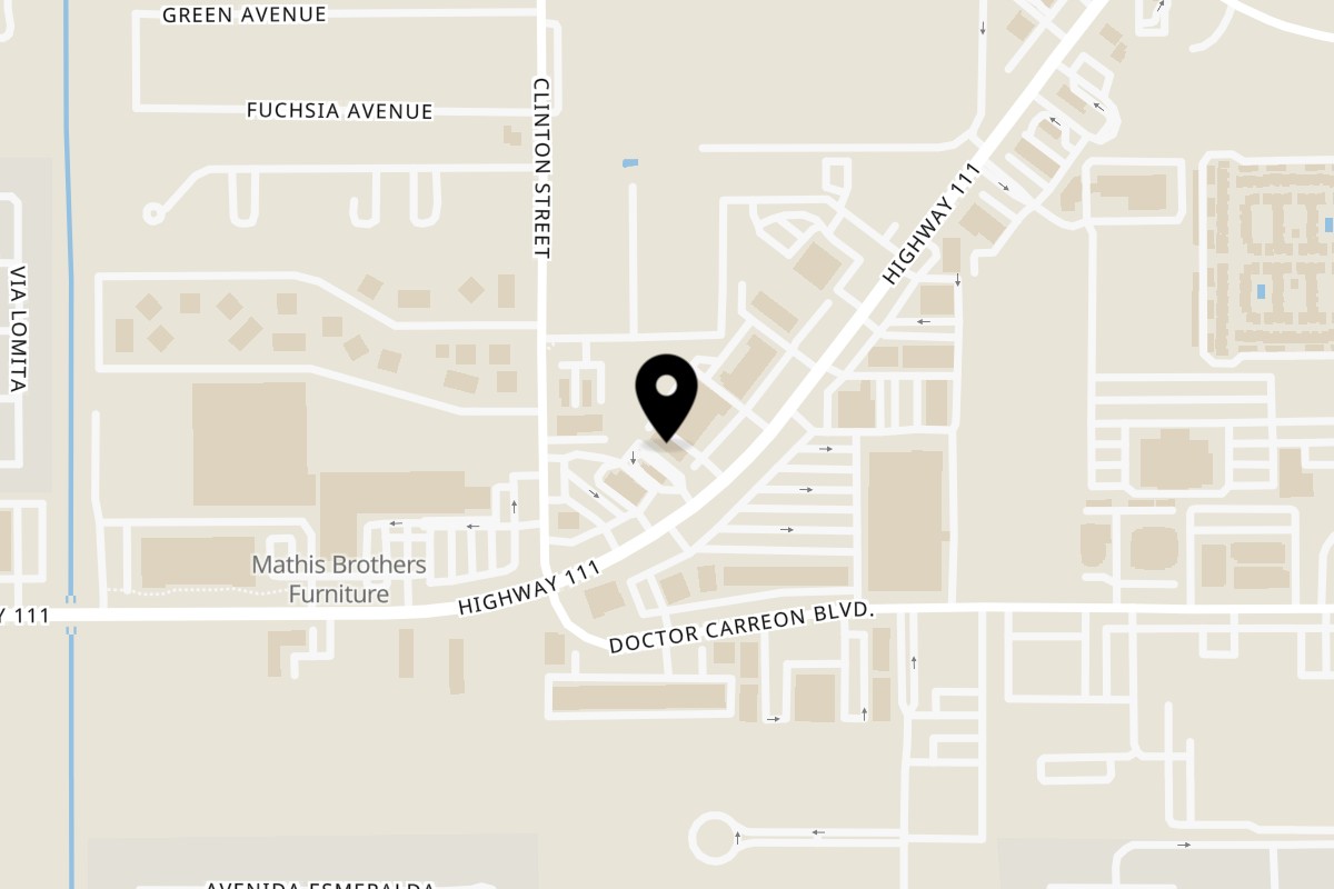 Map showing the location of Taqueria Guerrero on 81576 CA-111 in Indio